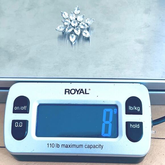 Vintage Sterling Silver Snowflake Starburst Brooch Pendant Crystal 925 - Picture 11 of 11